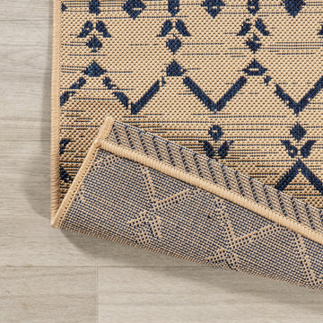 Ourika Moroccan Geometric Textured Weave Indoor/outdoor Round Rug